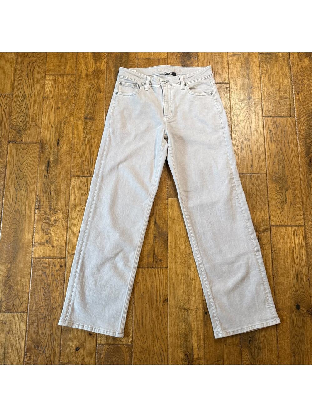 American Eagle Stovepipe Jeans Womens 0 Light Grey Stretch Straight Leg